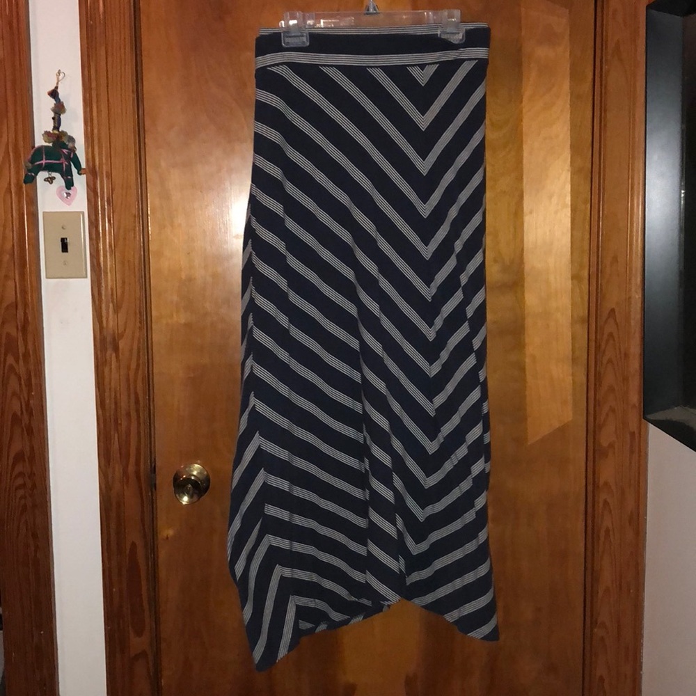 3X navy and white striped maxi skirt